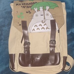 My Neighbor Totoro Canvas Backpack - Brown and Tan